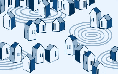 Houses in a neighborhood illustration